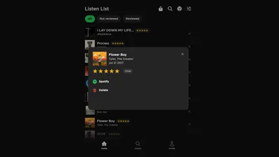 Screenshot of Album Listen List